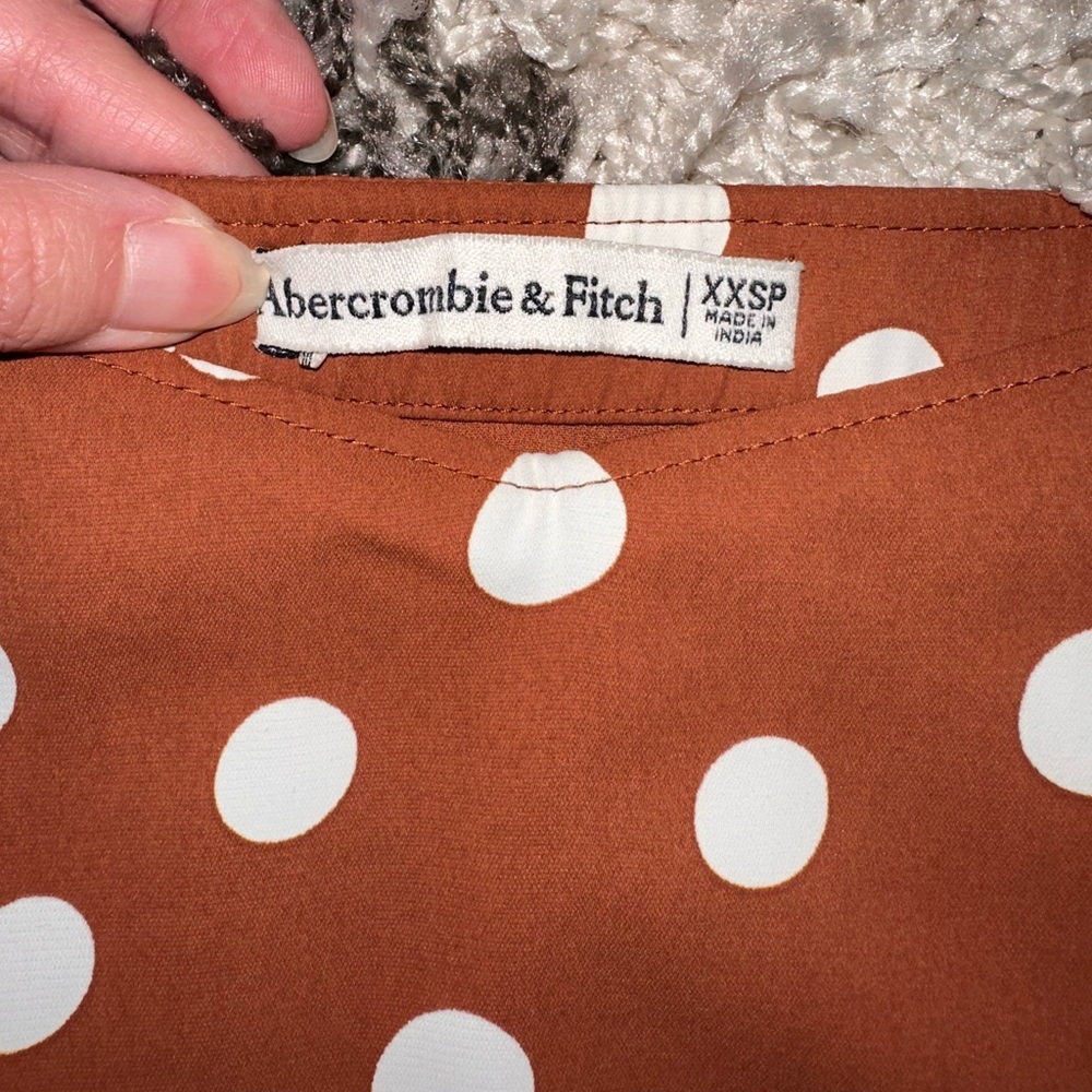 NWOT A&F Brown & White Polka Dot Midi Skirt with Slit - Picture 5 of 5